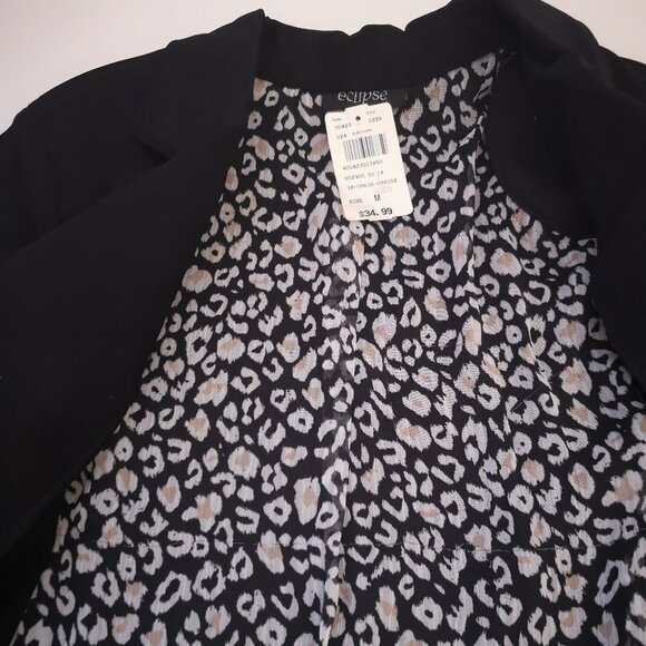 NWT Eclipse Ladies Size Medium Black Fitted Fully Lined Blazer - Picture 6 of 11